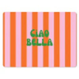 Strepen - Oranje - Verticaal - Ciao bella muismat rubber klein -3d