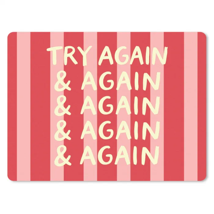 Strepen - Rood - Try again muismat rubber klein -3d
