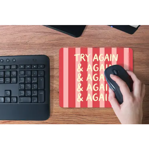 Strepen - Rood - Try again muismat rubber klein -toetsenbord