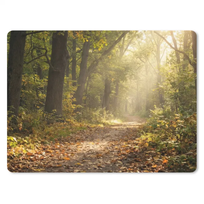 Zonlicht - Bospad - Bomen muismat rubber klein -3d