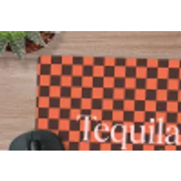 Tequila texted you - Glas - Vierkanten - Oranje muismat rubber klein -closeup