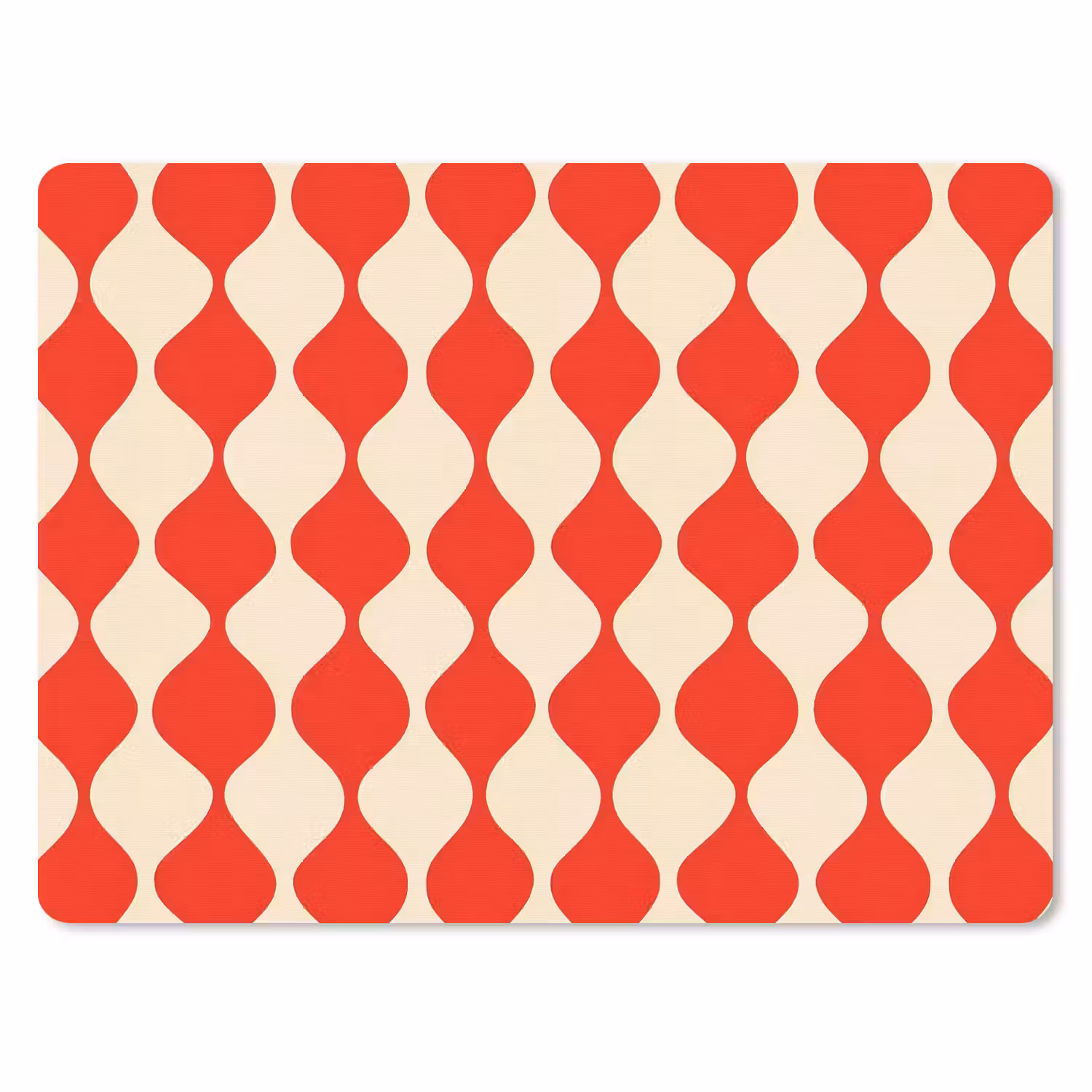 Mouse Pad - Wavy pattern - Retro - Red - Beige