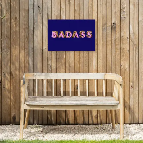 Badass - Panterpint - Schaduw - Roze Tuinposter op houten frame 2 cm dik klein -sfeer4