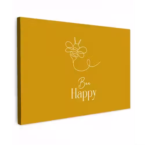 Bee Happy Tuinposter op houten frame 2 cm dik klein -3d