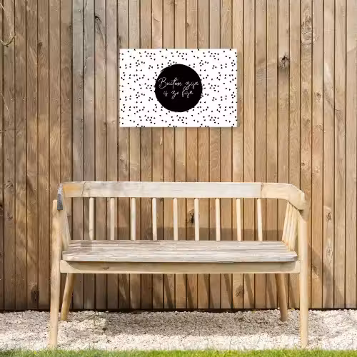 Buiten zijn is zo fijn - Tekst - Tuin - Quotes Tuinposter op houten frame 2 cm dik klein -sfeer4