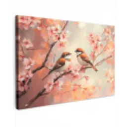 Vogels - Romantic - Bloesemtak Tuinposter op houten frame 2 cm dik klein -3d