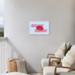 Bisou - Blauw - Roze - Lippen Tuinposter op houten frame 2 cm dik klein -sfeer1