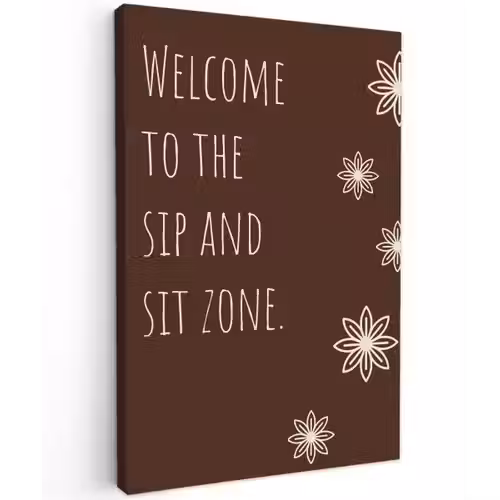 Bruin - Quote - Bloemen - Zomer Tuinposter op houten frame 2 cm dik klein -3d