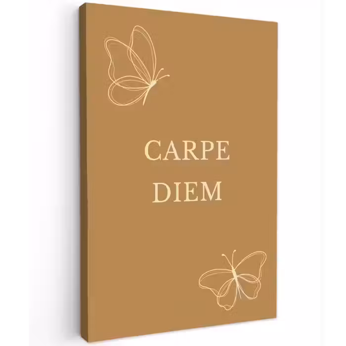 Carpe Diem met Vlinder Tuinposter op houten frame 2 cm dik klein -3d