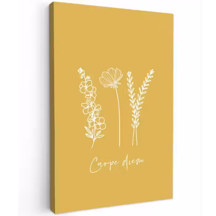 Carpe Diem met Bloemen Tuinposter op houten frame 2 cm dik klein -3d