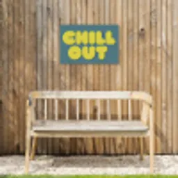 Chill out - Geel - Blauw Tuinposter op houten frame 2 cm dik klein -sfeer4