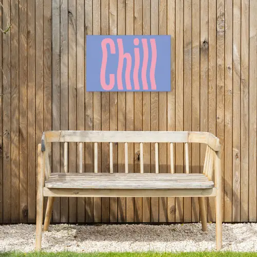 Chill - Roze - Blauw - Golvend Tuinposter op houten frame 2 cm dik klein -sfeer4