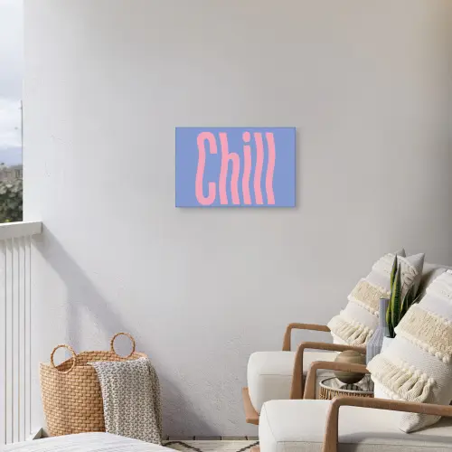 Chill - Roze - Blauw - Golvend Tuinposter op houten frame 2 cm dik klein -sfeer1