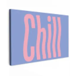 Chill - Roze - Blauw - Golvend Tuinposter op houten frame 2 cm dik klein -3d