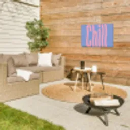 Chill - Roze - Blauw - Golvend Tuinposter op houten frame 2 cm dik klein -sfeer2
