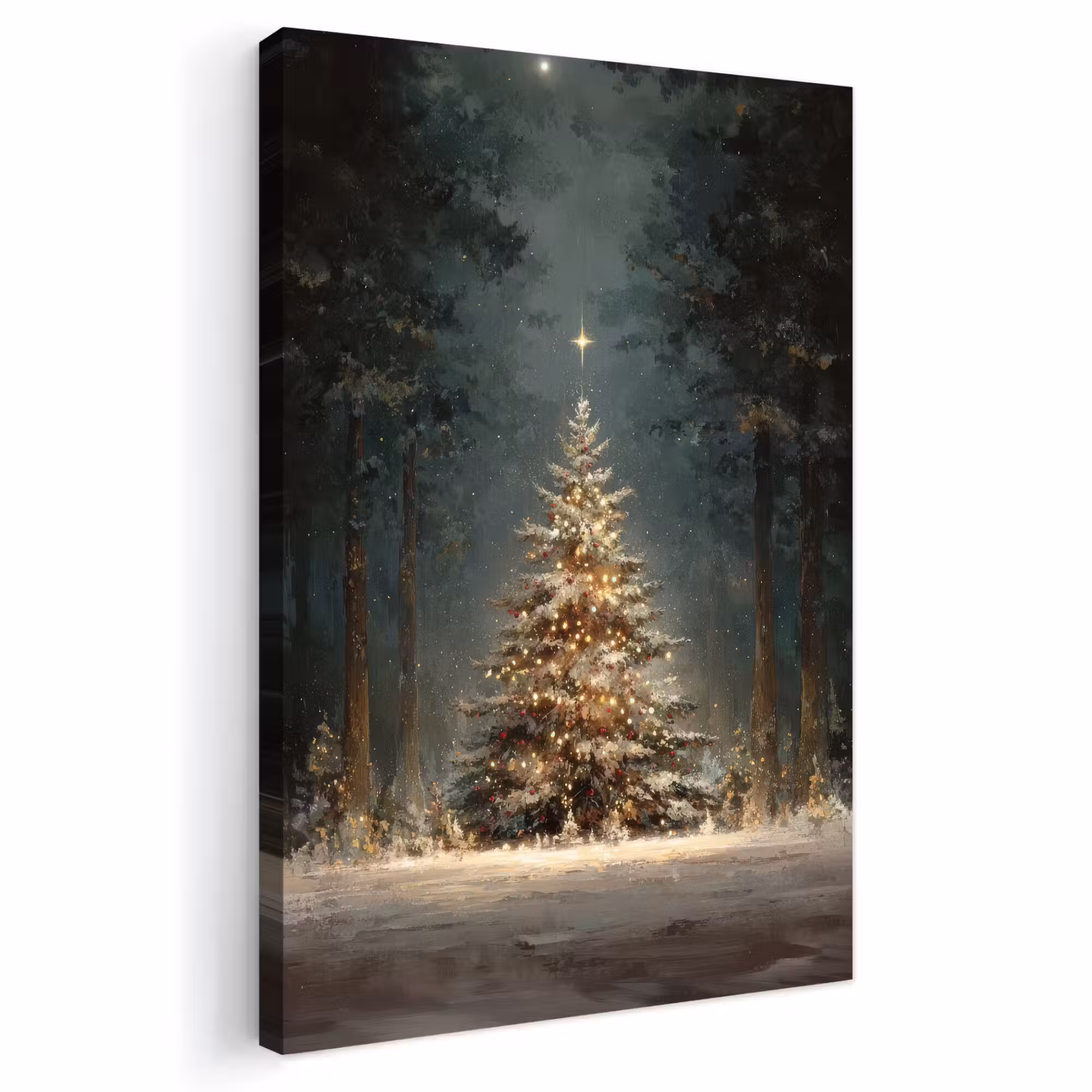 Outdoor Canvas Print - Christmas tree - Forest - Snow - multicolored
