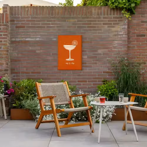 Cocktail - Oranje - Zomer - Quote Tuinposter op houten frame 2 cm dik klein -sfeer3