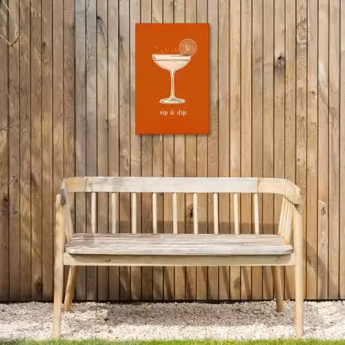 Cocktail - Oranje - Zomer - Quote Tuinposter op houten frame 2 cm dik klein -sfeer4