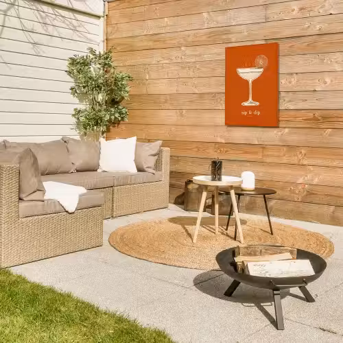 Cocktail - Oranje - Zomer - Quote Tuinposter op houten frame 2 cm dik klein -sfeer2