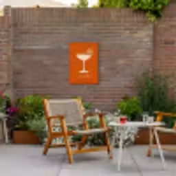Cocktail - Oranje - Zomer - Quote Tuinposter op houten frame 2 cm dik klein -sfeer3