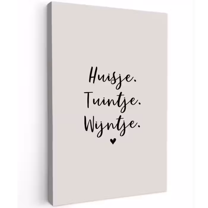 huisjetuintjewijntje-beige Tuinposter op houten frame 2 cm dik klein -3d