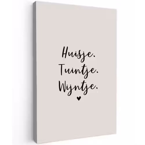 huisjetuintjewijntje-beige Tuinposter op houten frame 2 cm dik klein -3d