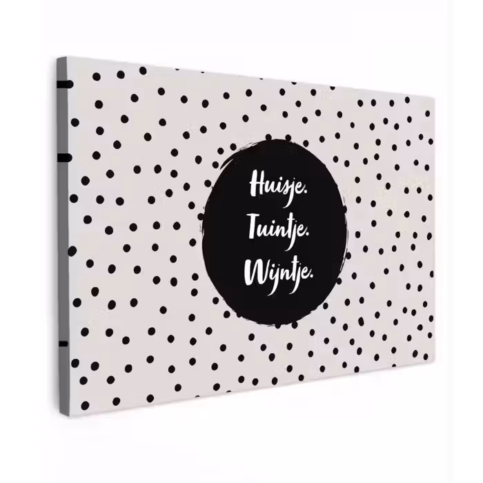Huisje. Tuintje. Wijntje - Quotes - Tekst - Wijn - Tuin Tuinposter op houten frame 2 cm dik klein -3d