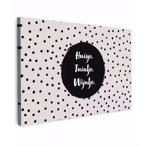 Huisje. Tuintje. Wijntje - Quotes - Tekst - Wijn - Tuin Tuinposter op houten frame 2 cm dik klein -3d