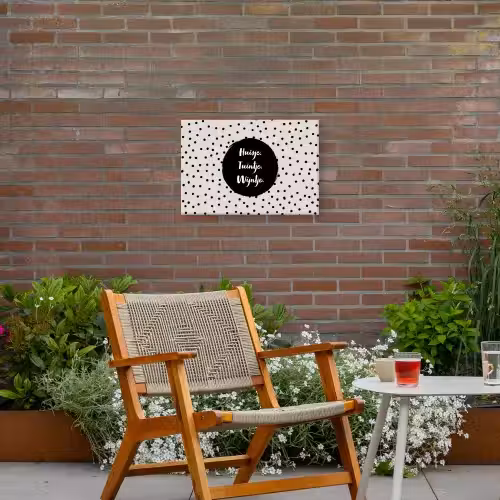 Huisje. Tuintje. Wijntje - Quotes - Tekst - Wijn - Tuin Tuinposter op houten frame 2 cm dik klein -sfeer3