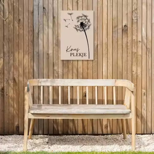 Knus Plekje met Paardenbloem Tuinposter op houten frame 2 cm dik klein -sfeer4