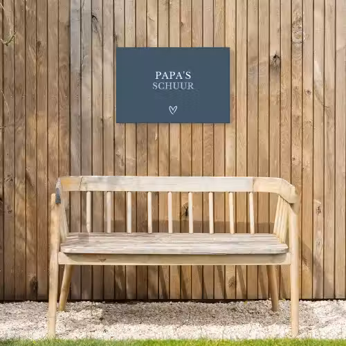 Papa's Schuur met Hart Tuinposter op houten frame 2 cm dik klein -sfeer4