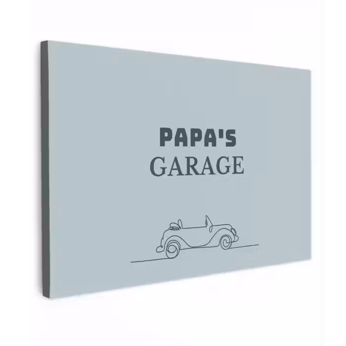 Papa's Garage met auto Tuinposter op houten frame 2 cm dik klein -3d