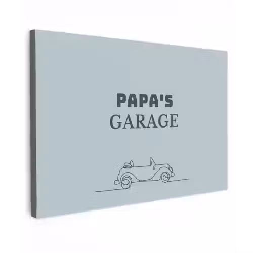 Papa's Garage met auto Tuinposter op houten frame 2 cm dik klein -3d