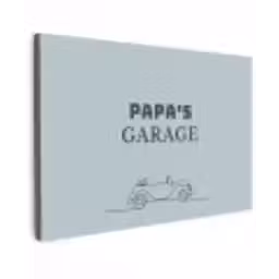 Papa's Garage met auto Tuinposter op houten frame 2 cm dik klein -3d
