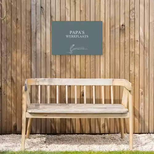 Papa's Werkplaats Tuinposter op houten frame 2 cm dik klein -sfeer4