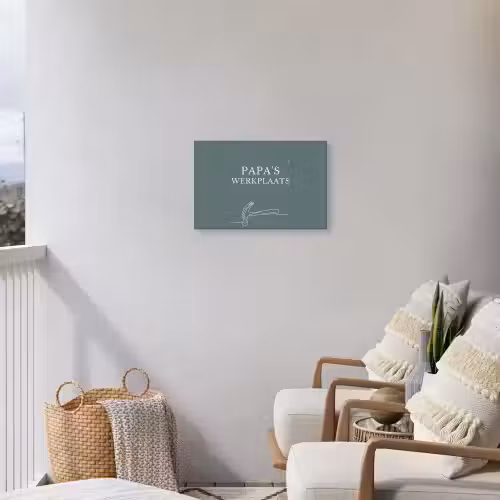 Papa's Werkplaats Tuinposter op houten frame 2 cm dik klein -sfeer1