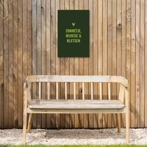 Donkergroen - Quote - Zon - Zomer Tuinposter op houten frame 2 cm dik klein -sfeer4