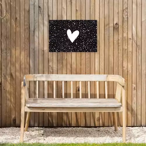 Design - Liefde - Hartje Tuinposter op houten frame 2 cm dik klein -sfeer4