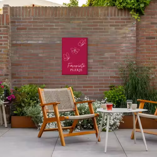 Favoriete plekje met Vlinders Tuinposter op houten frame 2 cm dik klein -sfeer3