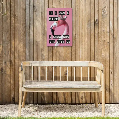 Flamingo - Roze - Vogel - Decoratie Tuinposter op houten frame 2 cm dik klein -sfeer4