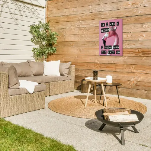 Flamingo - Roze - Vogel - Decoratie Tuinposter op houten frame 2 cm dik klein -sfeer2