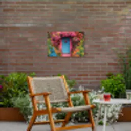 Bloemen - Deur - Roze Tuinposter op houten frame 2 cm dik klein -sfeer3
