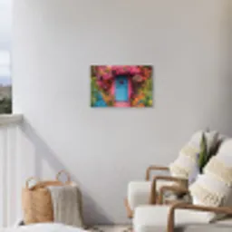 Bloemen - Deur - Roze Tuinposter op houten frame 2 cm dik klein -sfeer1