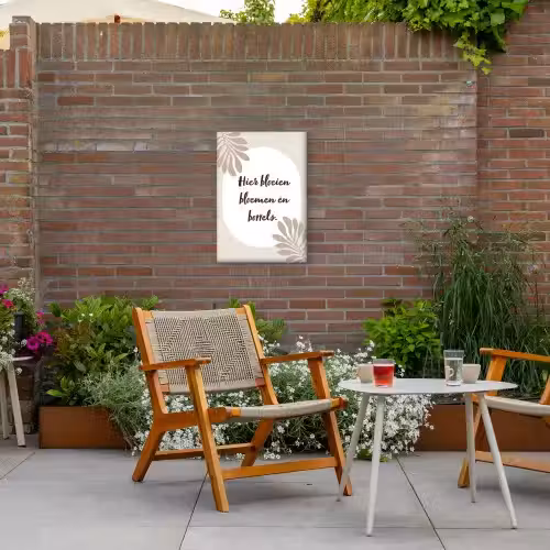 Bloemen - Quote - Zomer - Beige Tuinposter op houten frame 2 cm dik klein -sfeer3