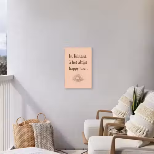 Tuin - Roze - Quote - Zon Tuinposter op houten frame 2 cm dik klein -sfeer1