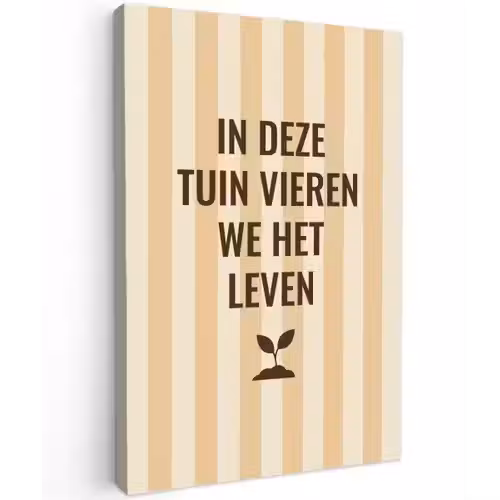 Tuin - Quote - Strepen - Zomer Tuinposter op houten frame 2 cm dik klein -3d