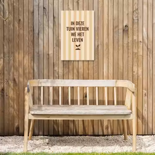 Tuin - Quote - Strepen - Zomer Tuinposter op houten frame 2 cm dik klein -sfeer4
