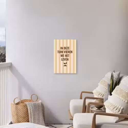 Tuin - Quote - Strepen - Zomer Tuinposter op houten frame 2 cm dik klein -sfeer1