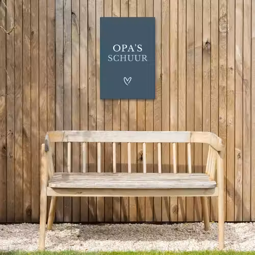 Opa's Schuur met Hart Tuinposter op houten frame 2 cm dik klein -sfeer4