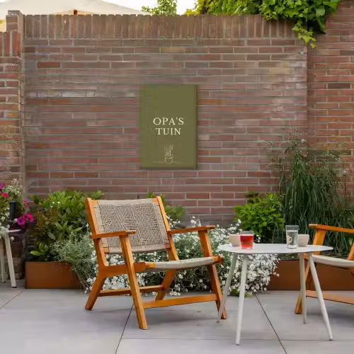 Opa's Tuin Tuinposter op houten frame 2 cm dik klein -sfeer3